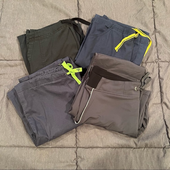 WonderWink Pants - Four Pairs of Scrub Pants Sizes Small and Medium Nursing Medical Comfort Blue